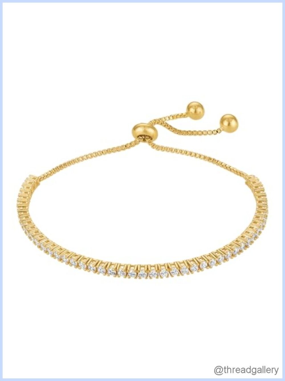 Dainty 18K Gold Plated CZ Tennis Bracelet Adjustable 6-9.5" Women